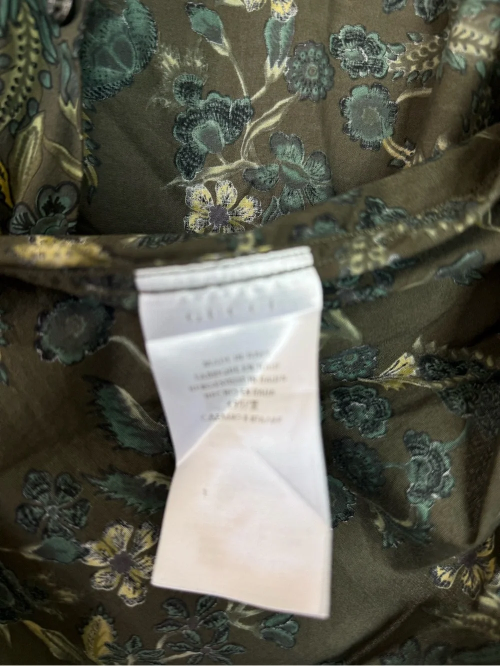 Gucci Olive Green Floral Button-Down Shirt